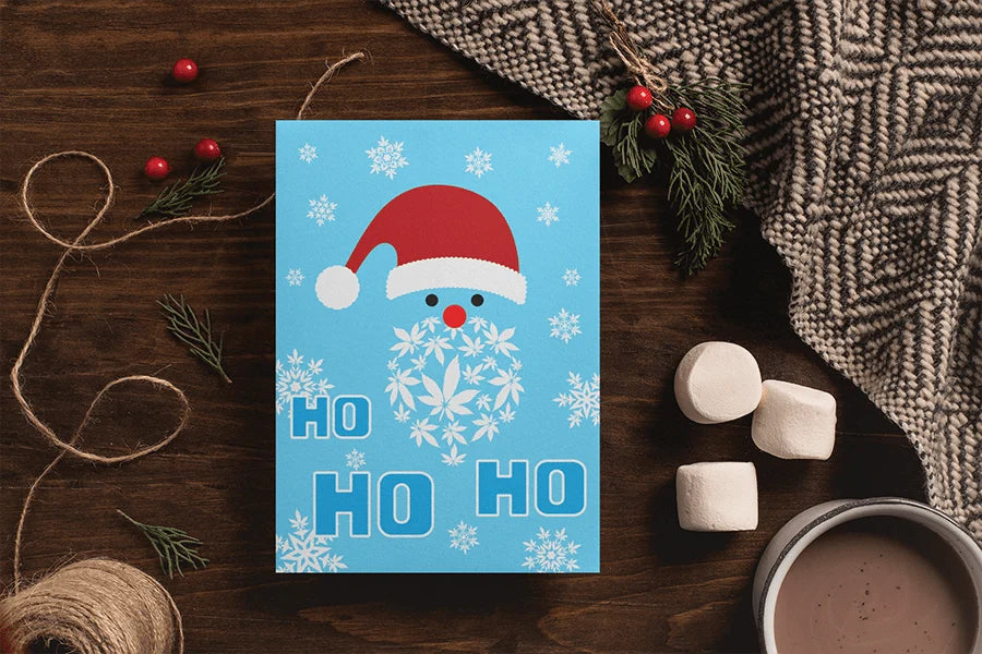Ho Ho Ho Merry Juana Pot Smoking Penguins Merry Christmas Greeting Cards (1, 10, 30, and 50pcs)