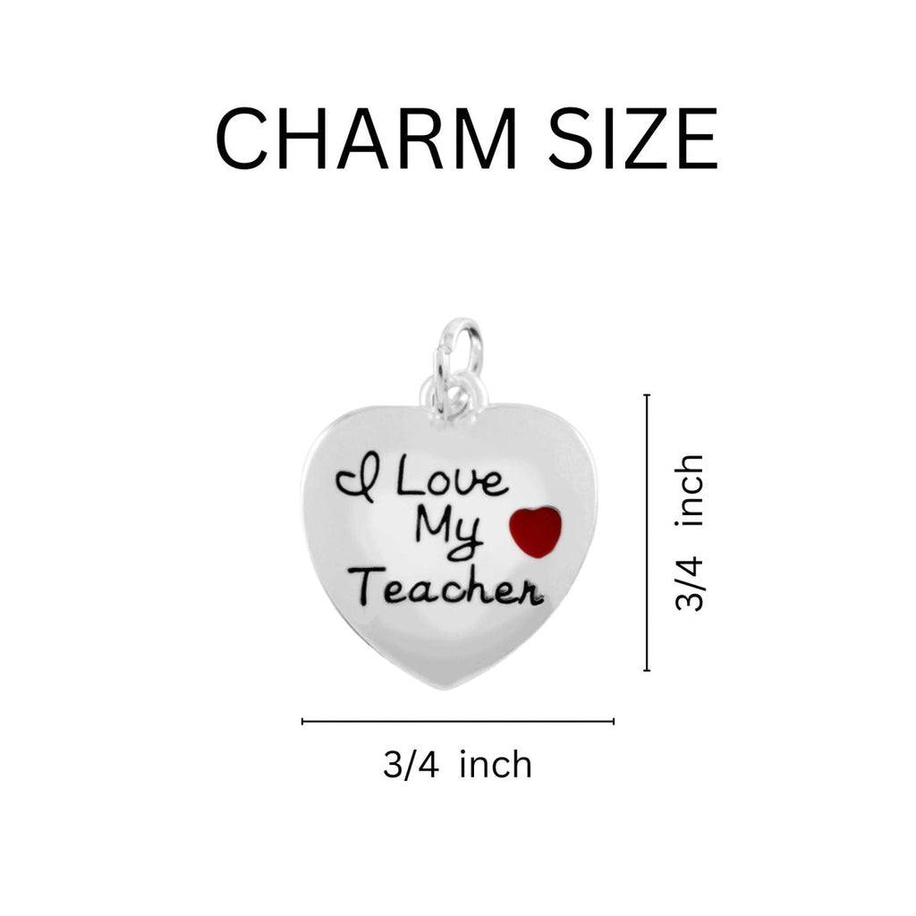 I Love My Teacher Heart Necklaces