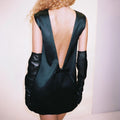 Day Dreamer Bow Backless Satin Black Mini Dress