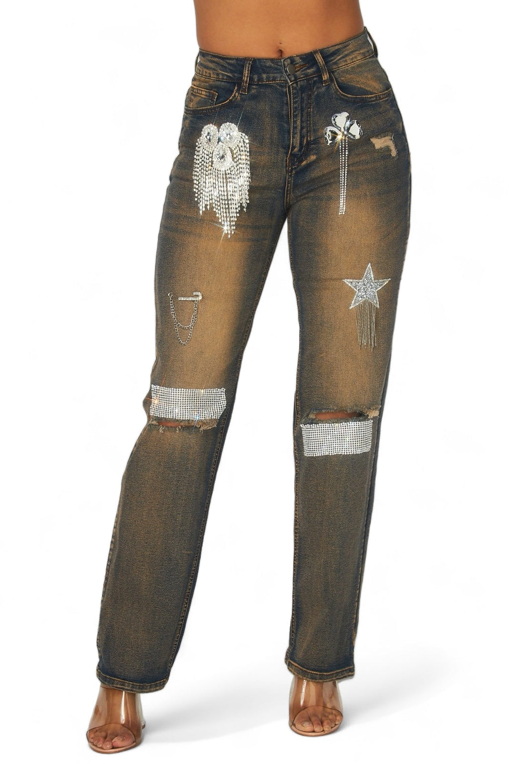 Dreaming Of You Rhinestone Fringe Denim Pant Jeans