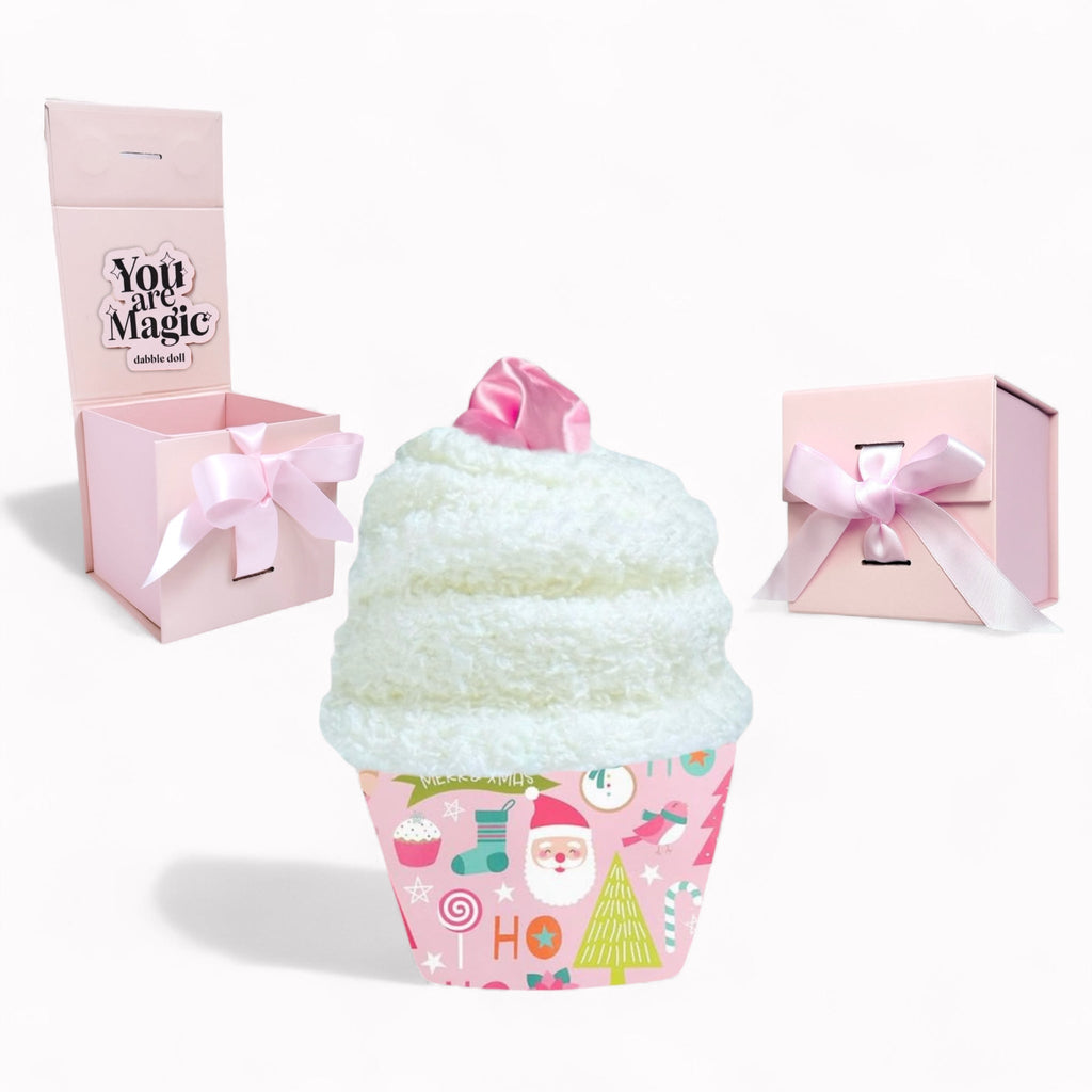Christmas Cozy Socks Cupcake with Scrunchie