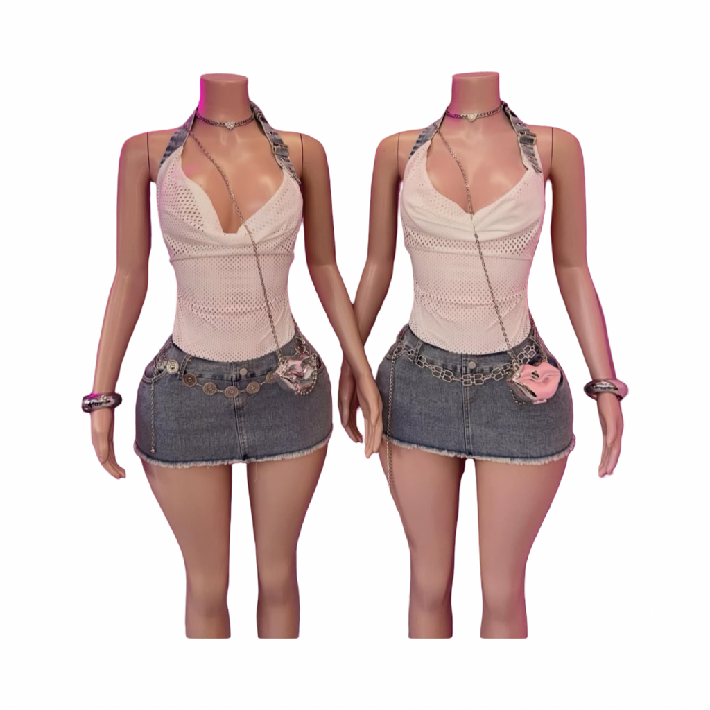 #8 denim net dress