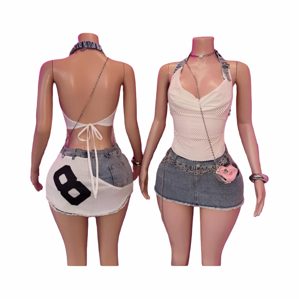 #8 denim net dress