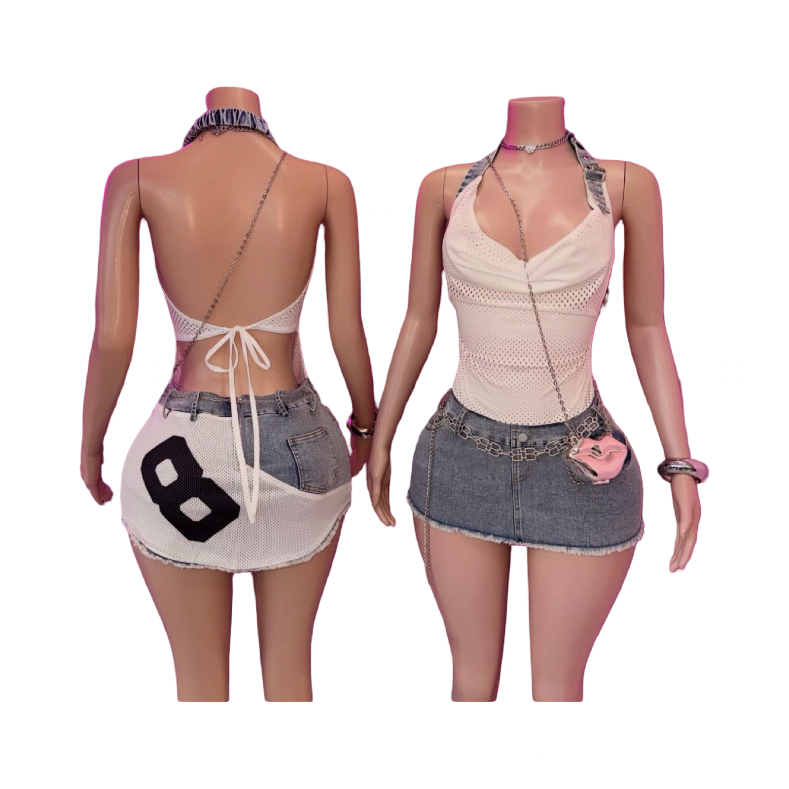 #8 denim net dress