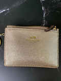 Coach Metallic Slim Card Case & Coin Wallet – Signature Canvas with ID Window