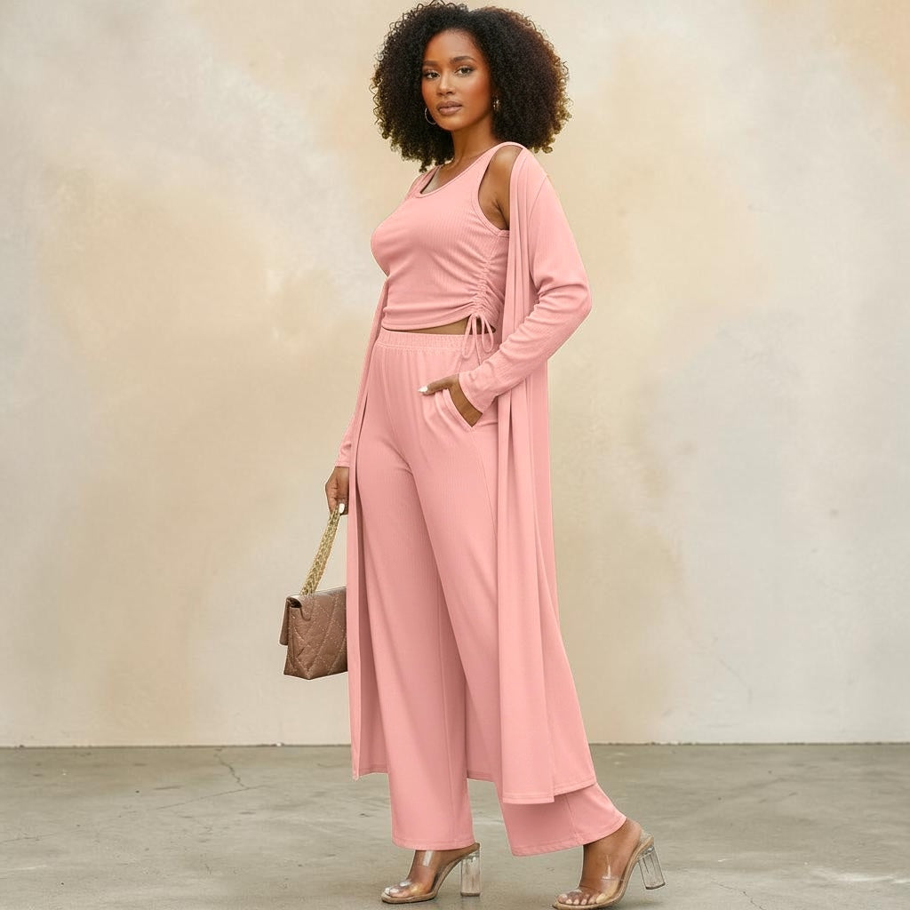 Women’s Ribbed Lounge 3 Piece Set