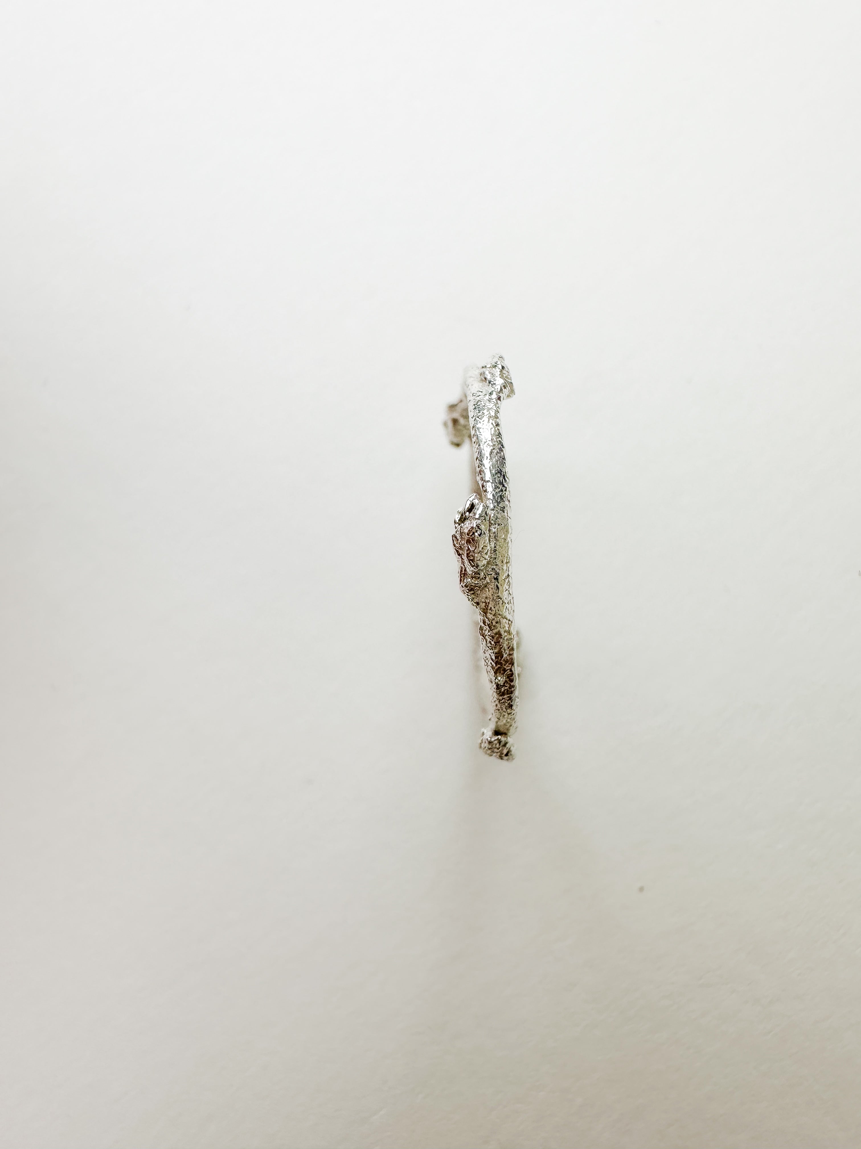 Budding twig ring Size 8, stackable rings, Maine forest botanical jewelry, recycled sterling silver, hand carved