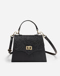 Black Embossed Leather Mini Bag