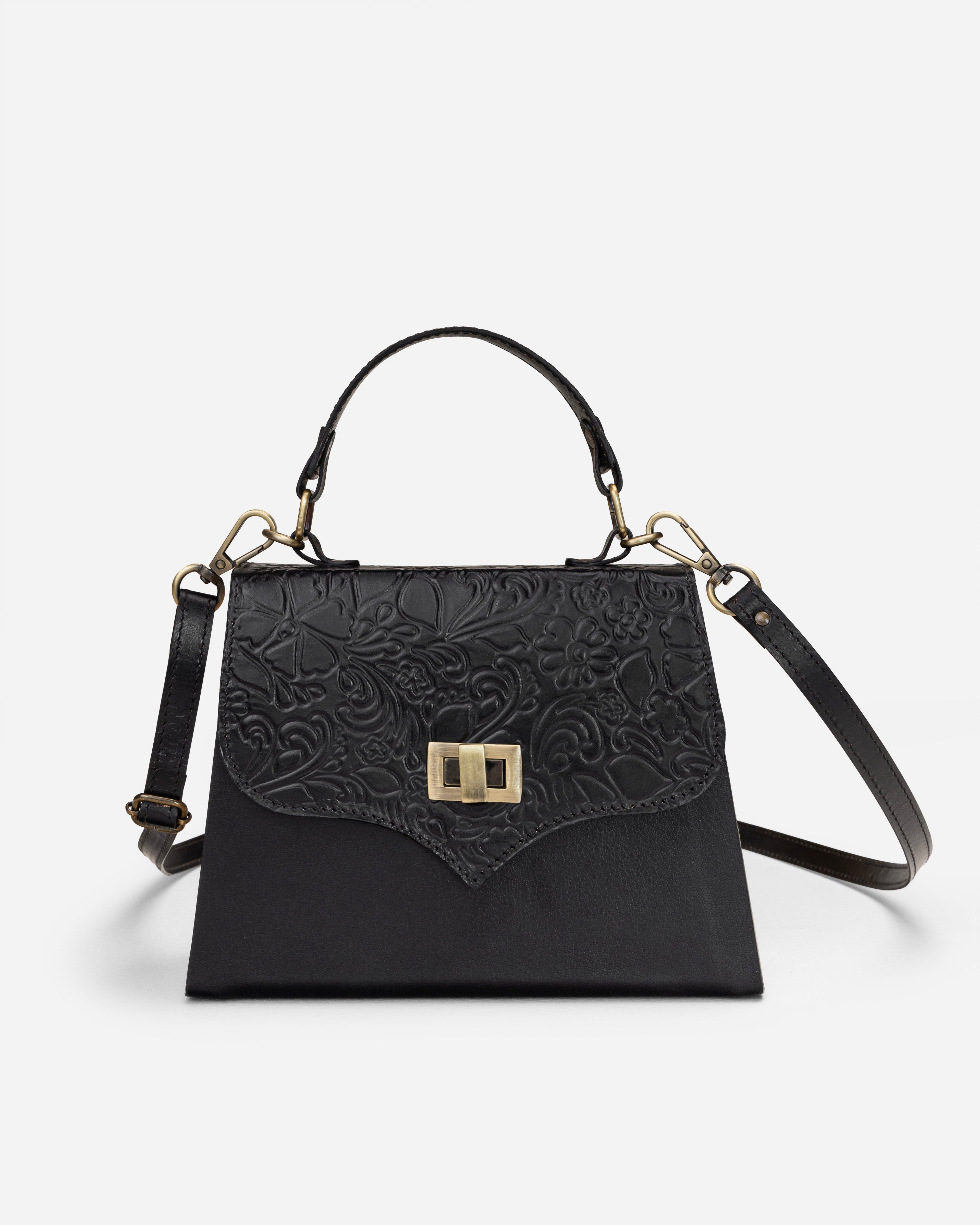 Black Embossed Leather Mini Bag