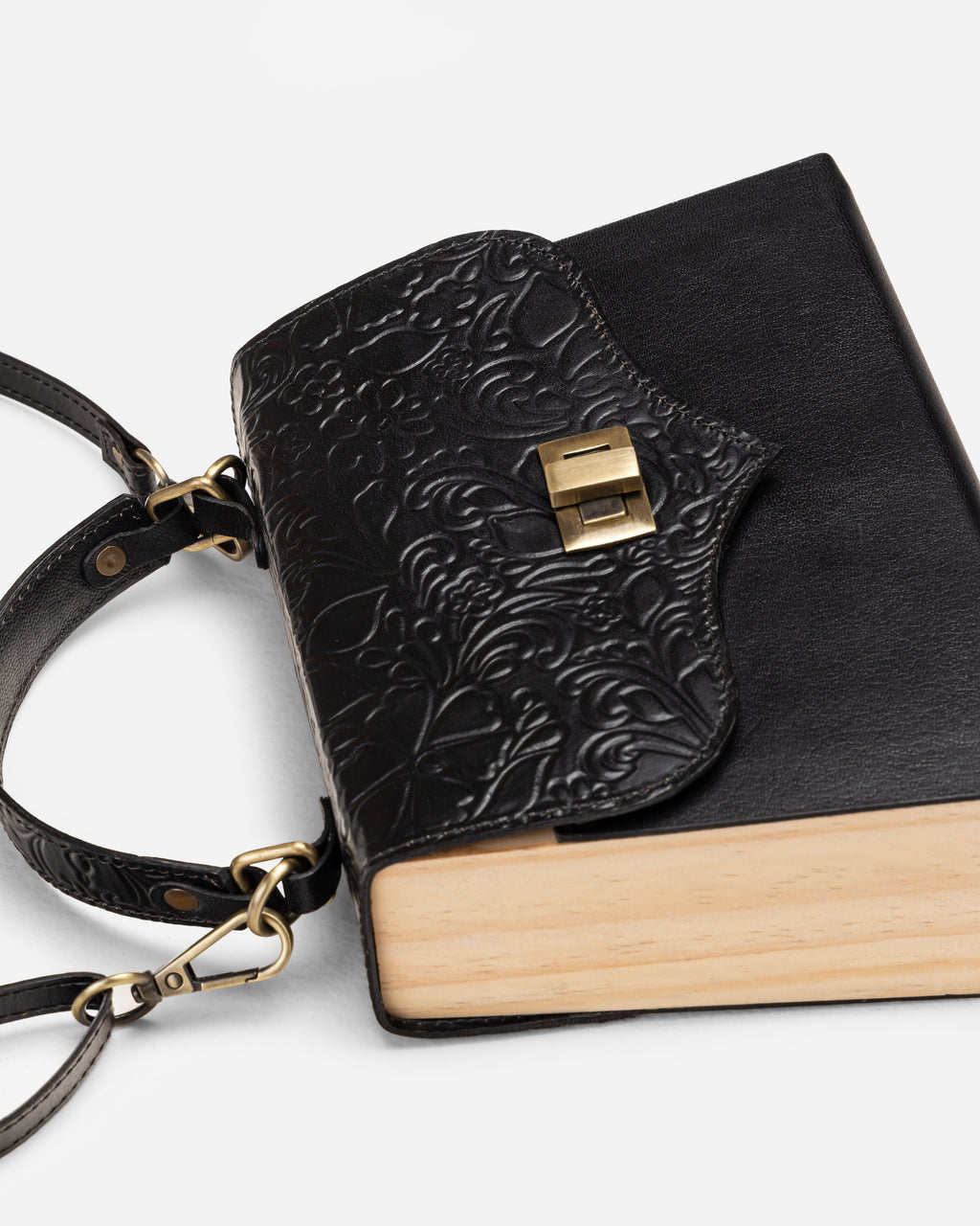 Black Embossed Leather Mini Bag