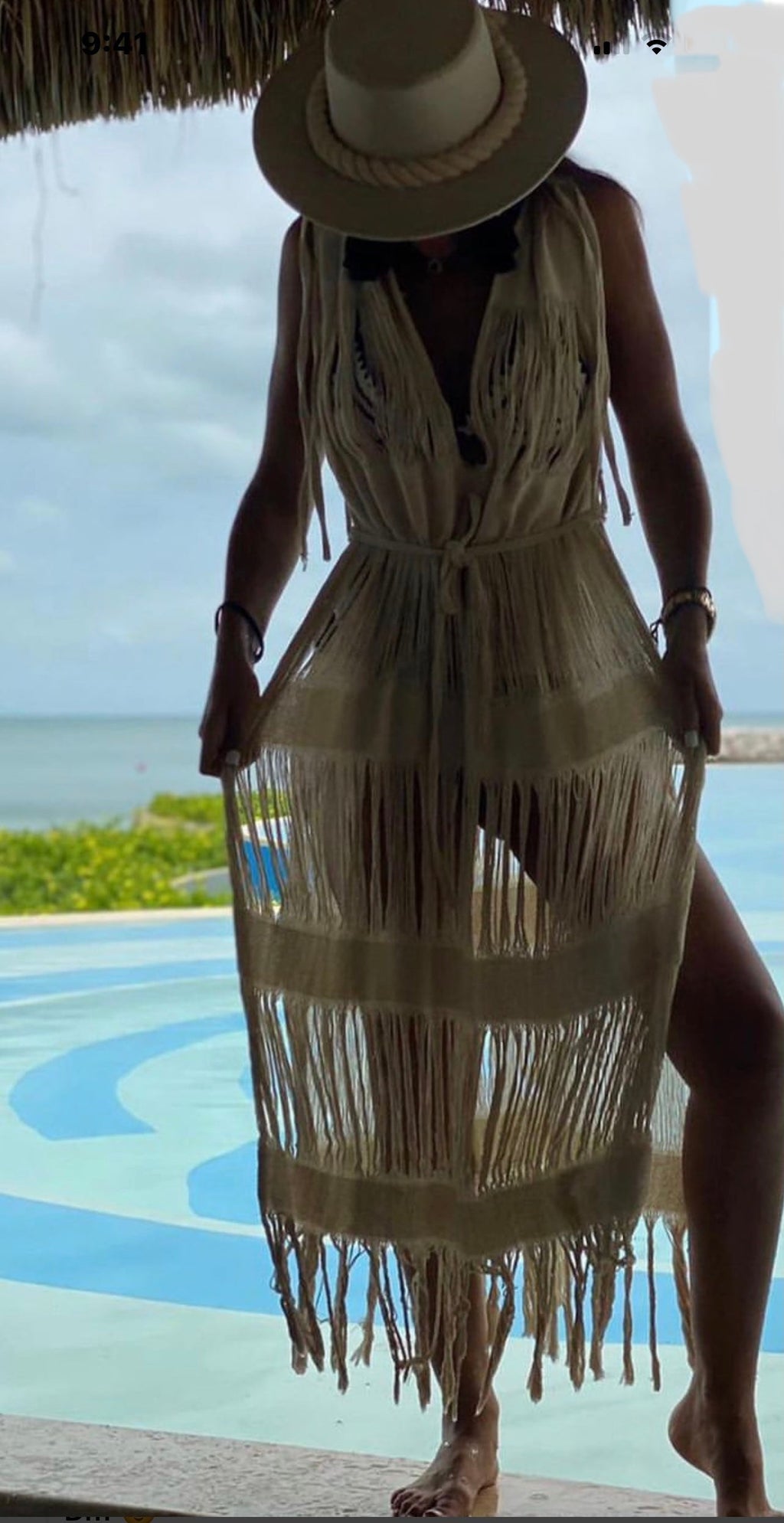 Handmade Frayed Maxi Beach Dress CABO, Swim cover-up