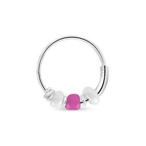 Sterling Silver Hoop With Beads