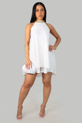 Sexy Open Back Romper Dress- White