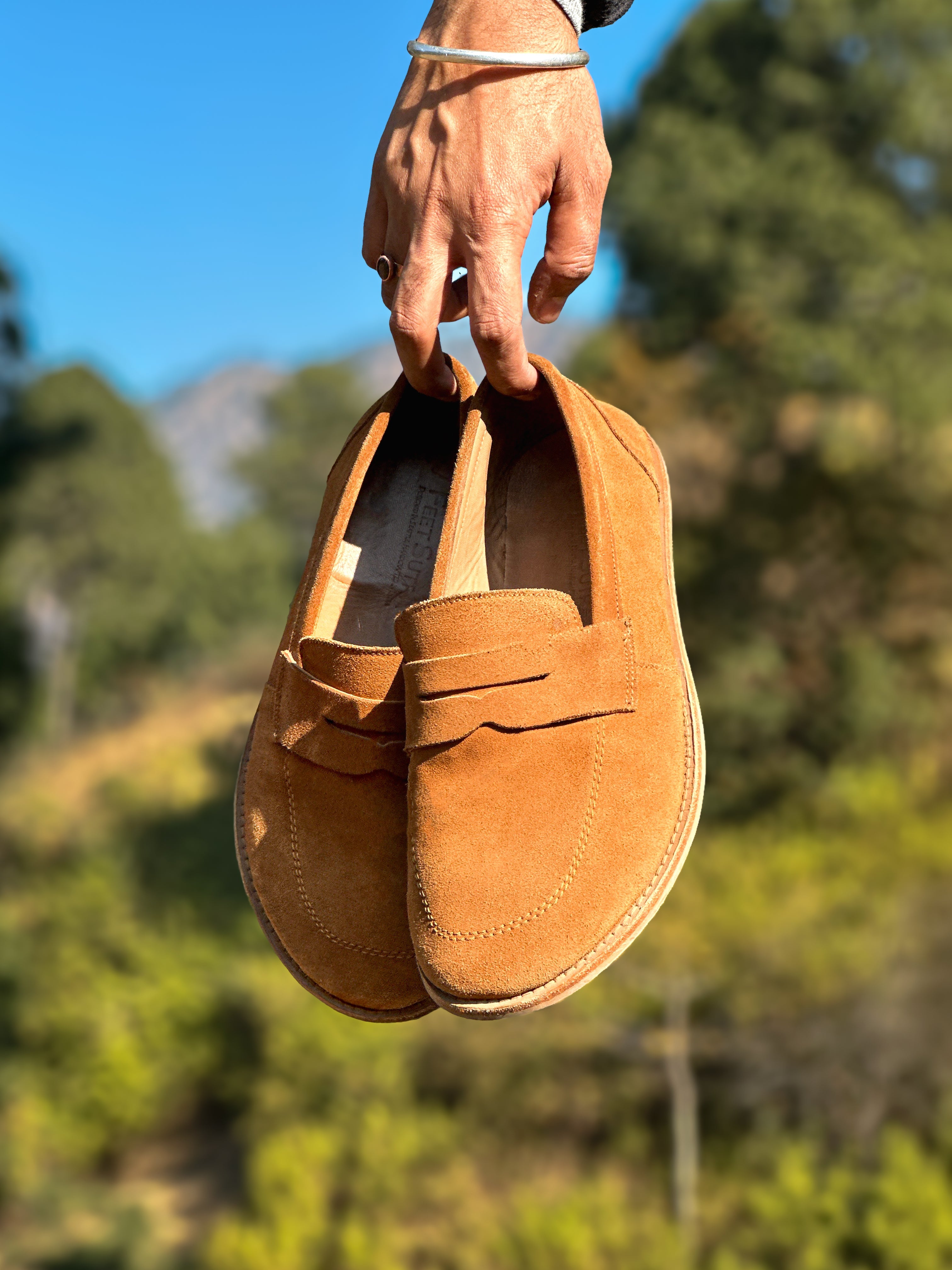 Women's Suede Leather Penny Loafers Zero Drop Wide Toe Box