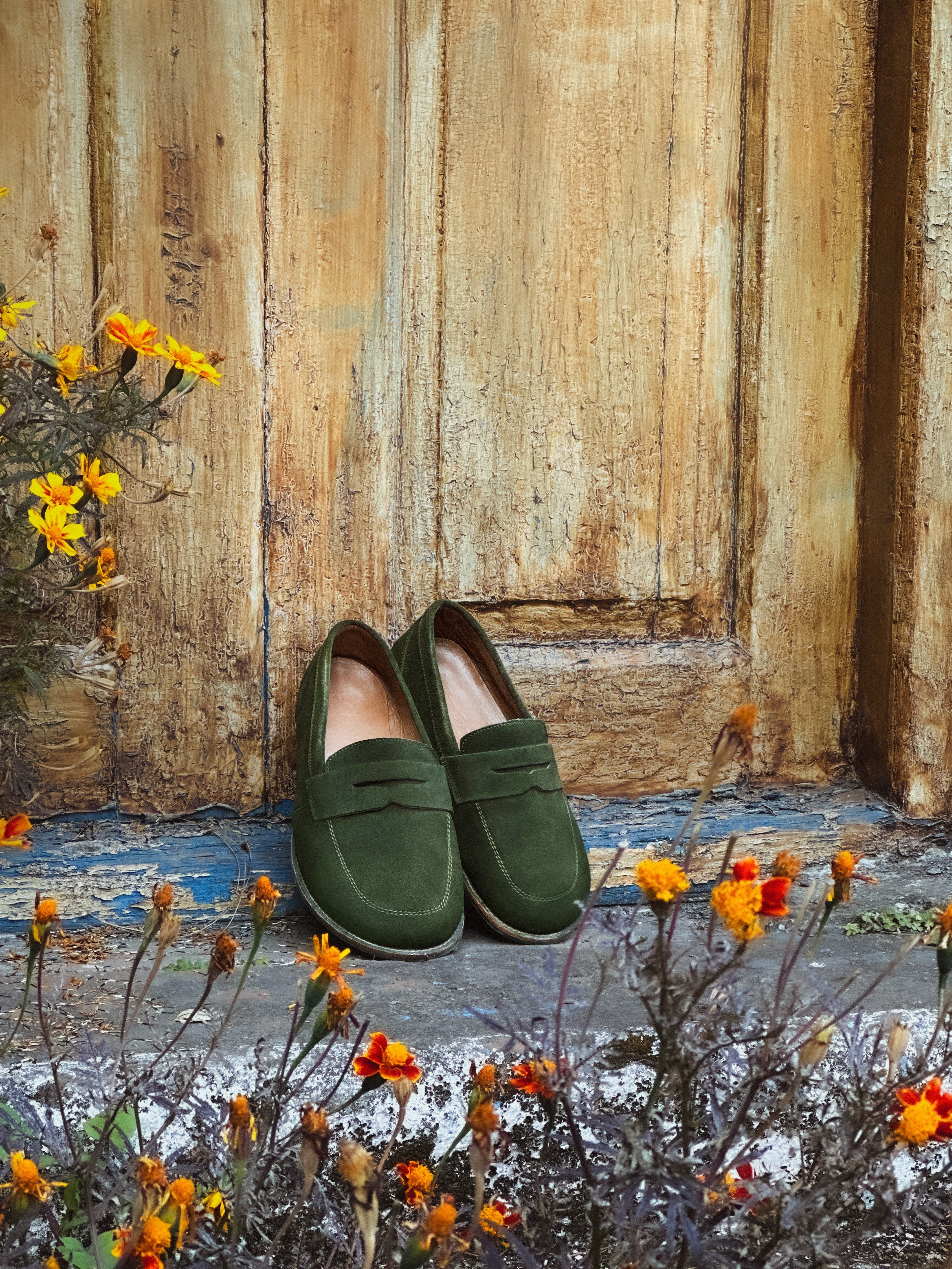 Women's Suede Leather Penny Loafers Zero Drop Wide Toe Box