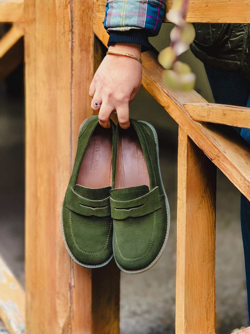 Women's Suede Leather Penny Loafers Zero Drop Wide Toe Box