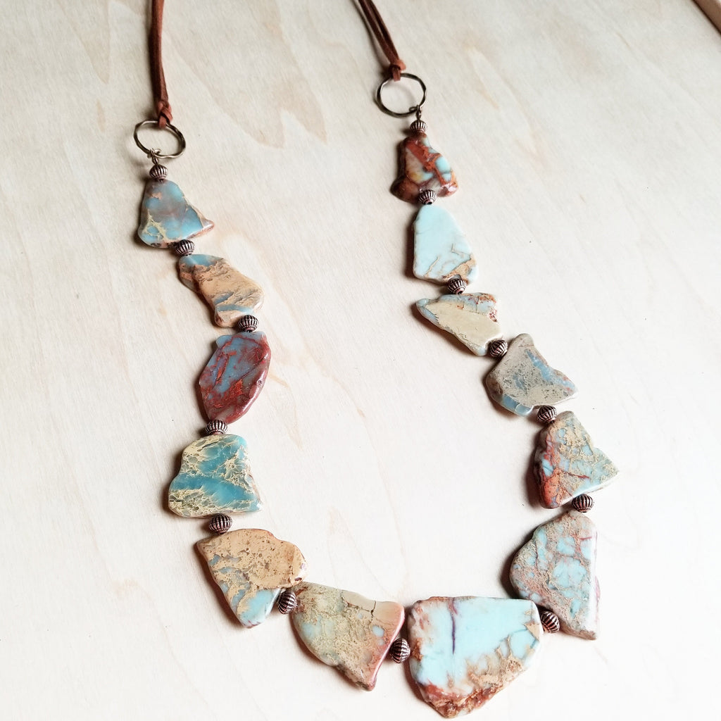 Genuine Aqua Terra Beaded Slab Necklace 239m