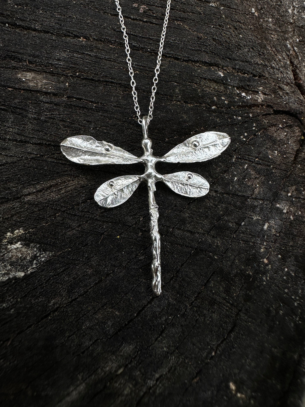 Dragonfly Adjustable necklace to 16", 18", or 20" recycled sterling silver