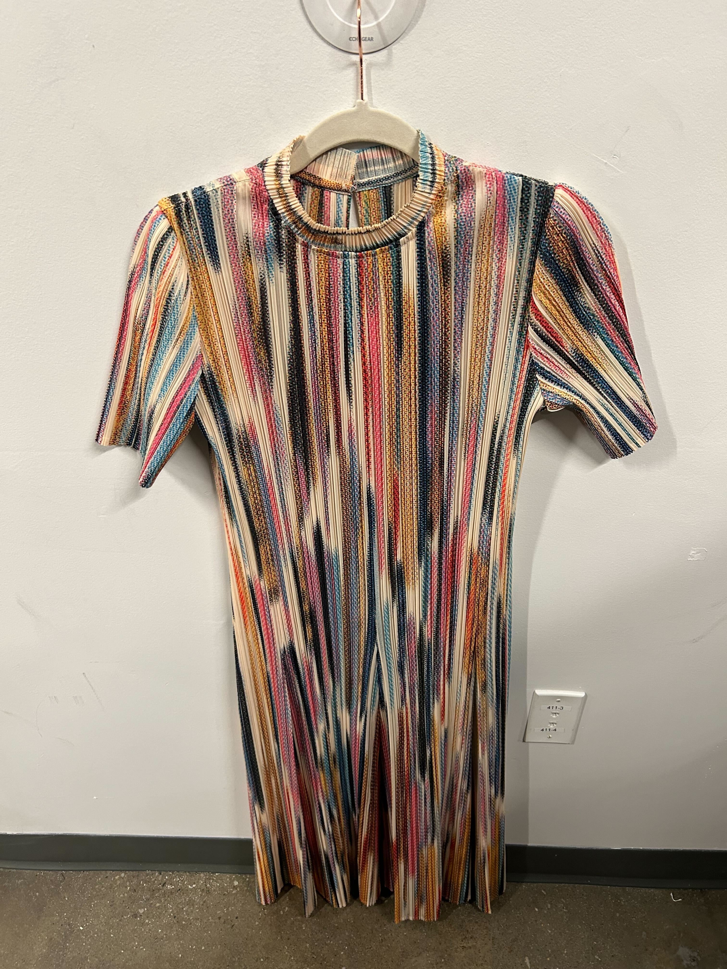 Prism Stripe Ribbed-Knit Dress