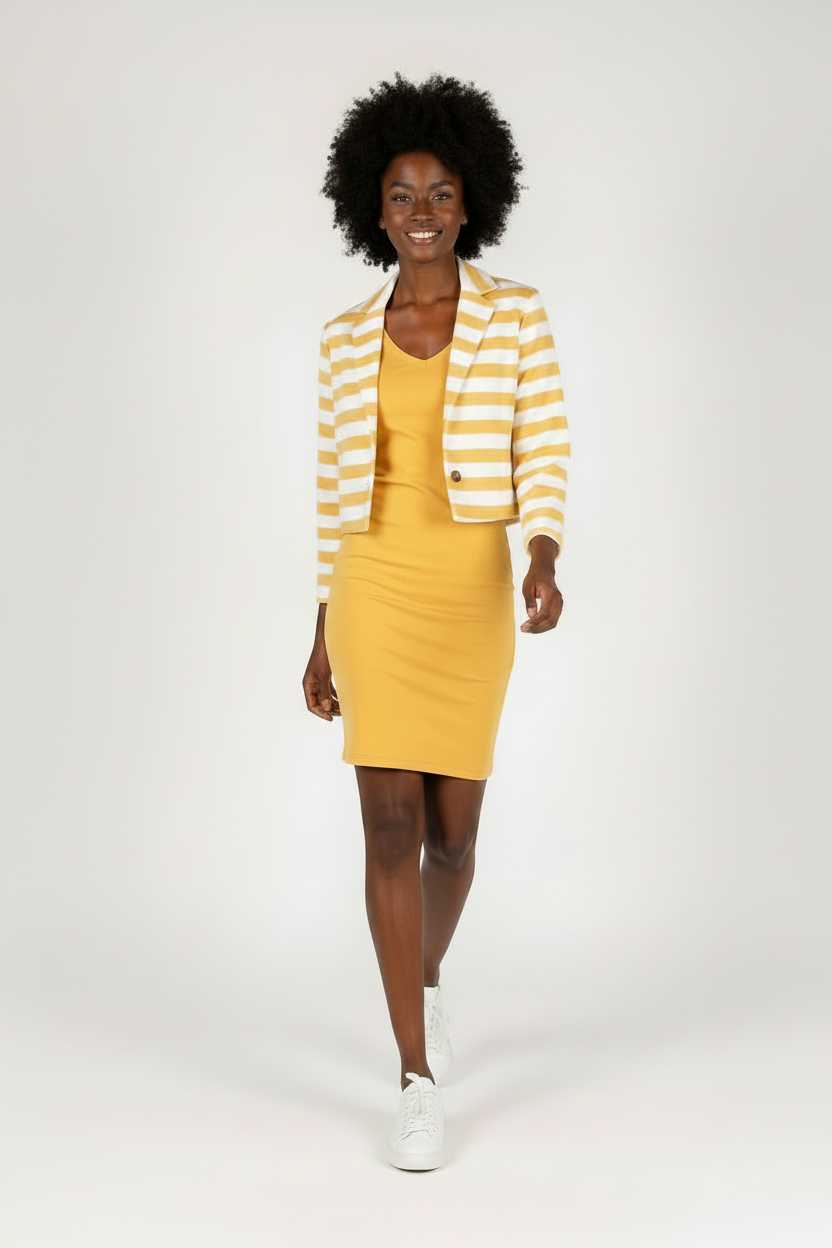 Yellow Mini Bodycon V-Neck T-Shirt Dress