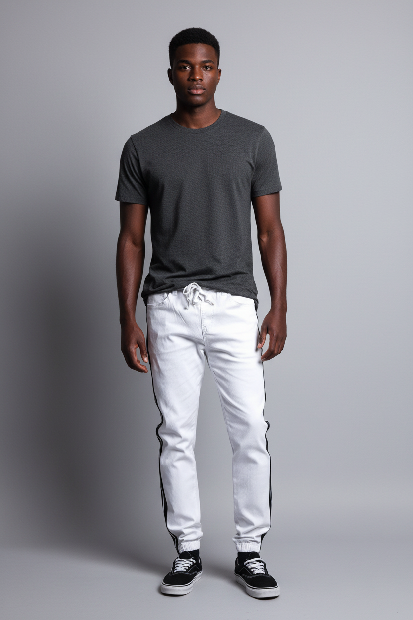 White Striped Joggers
