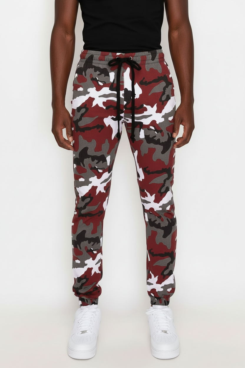Burgundy Camo Joggers