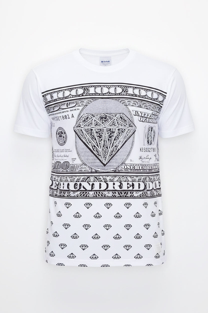 Diamond Print Money Tee-White