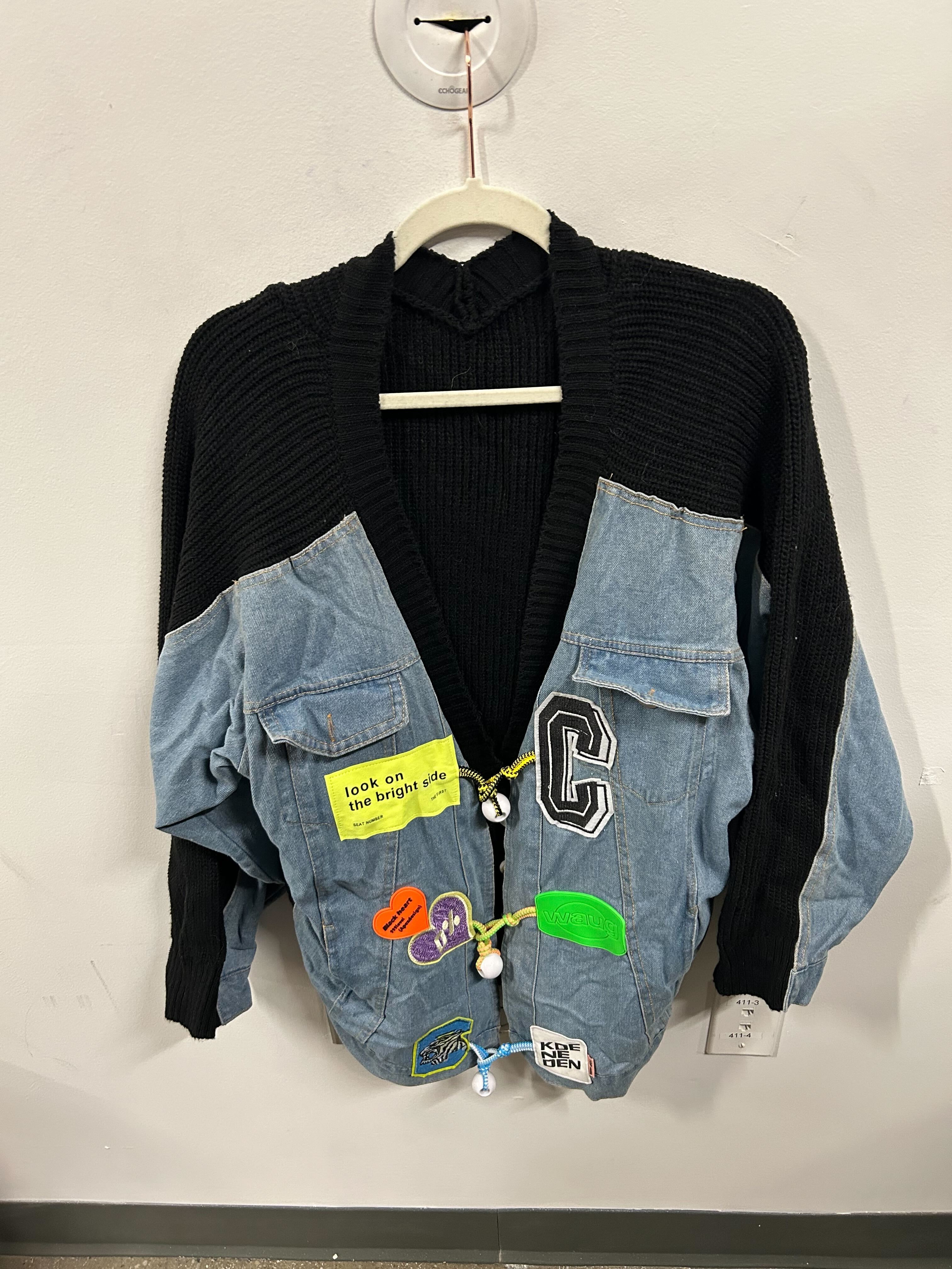 Custom Patchwork Denim Knit Cardigan