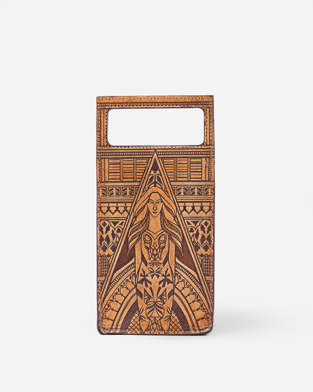 Guardian Angel Handtooled Leather Clutch Bag
