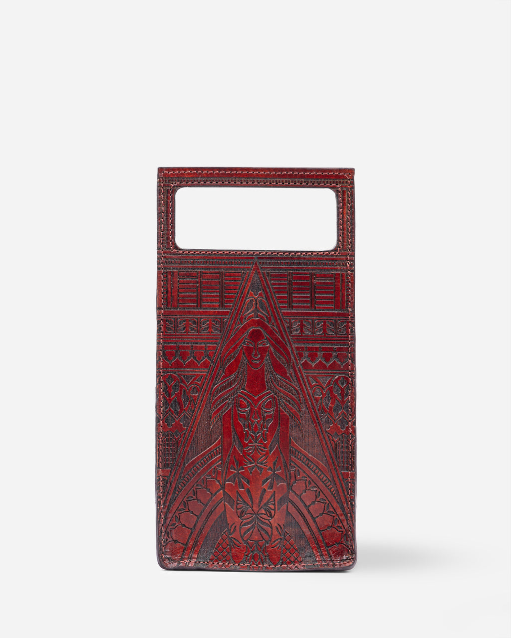Guardian Angel Handtooled Leather Clutch Bag