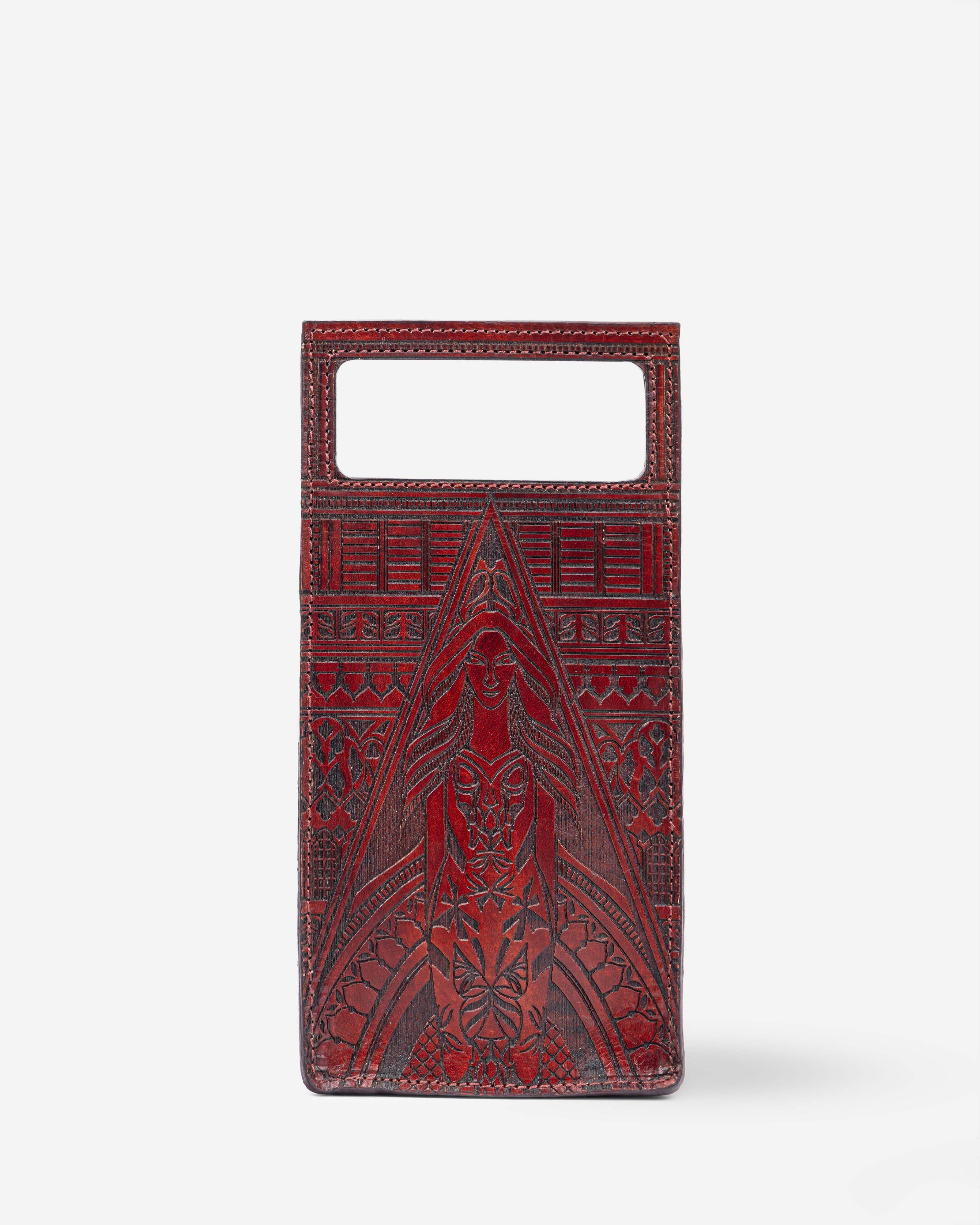 Guardian Angel Handtooled Leather Clutch Bag