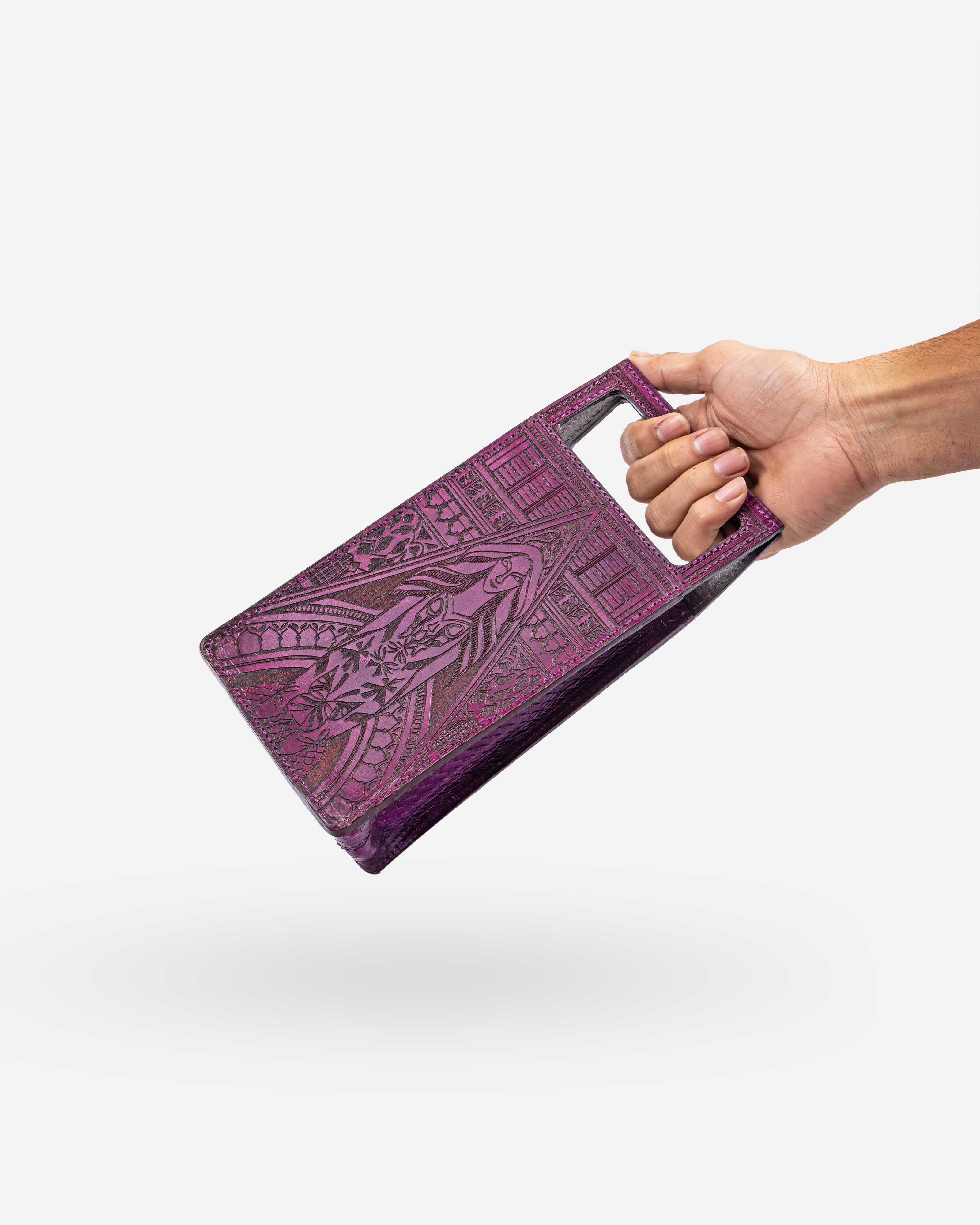 Guardian Angel Handtooled Leather Clutch Bag