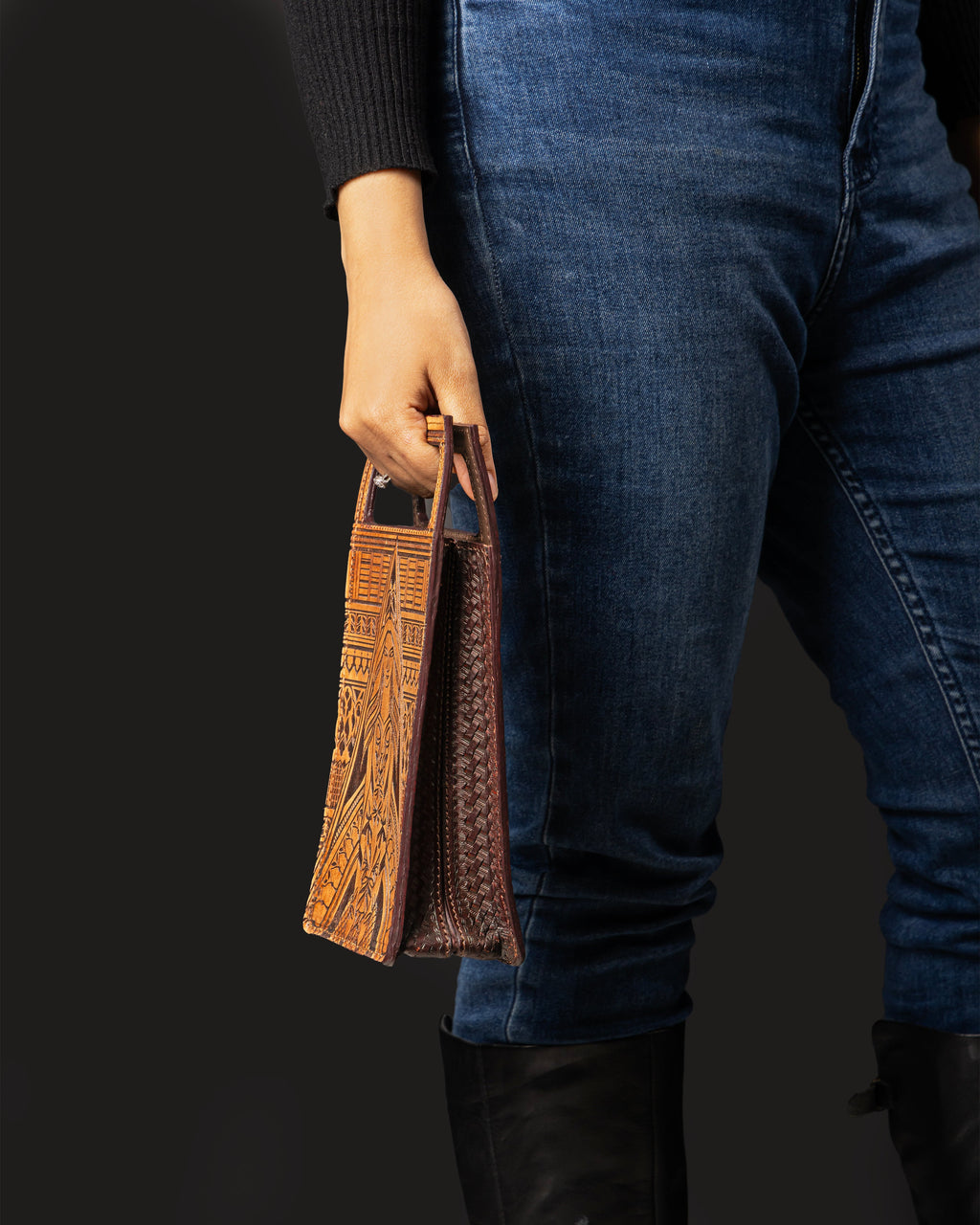 Guardian Angel Handtooled Leather Clutch Bag