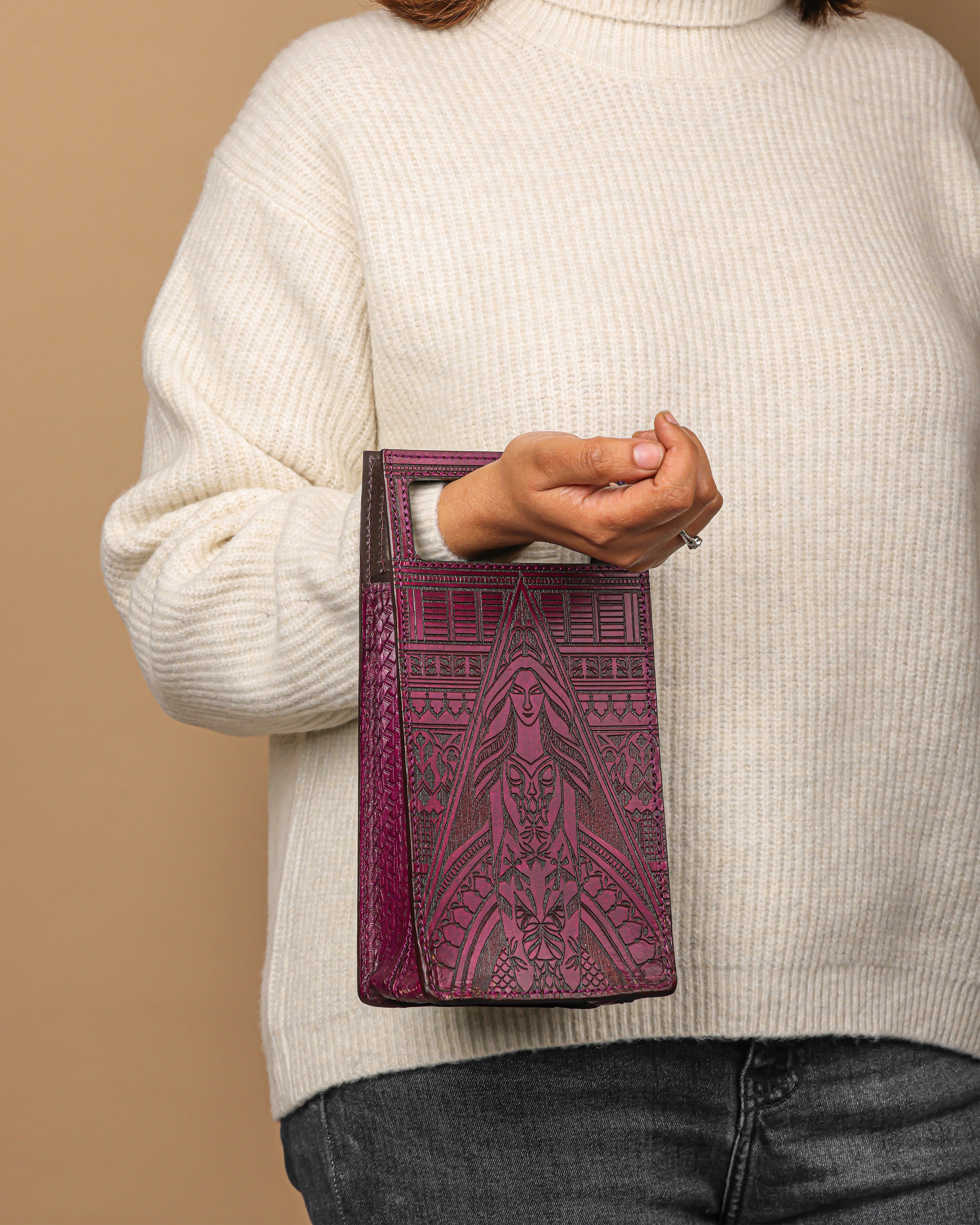 Guardian Angel Handtooled Leather Clutch Bag