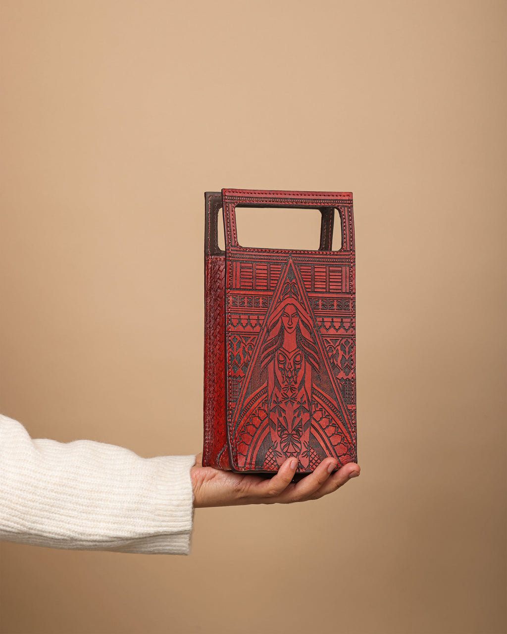 Guardian Angel Handtooled Leather Clutch Bag
