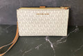 Michael Kors Jet Set Double Zip Wristlet Wallet – Vanilla MK Logo Print