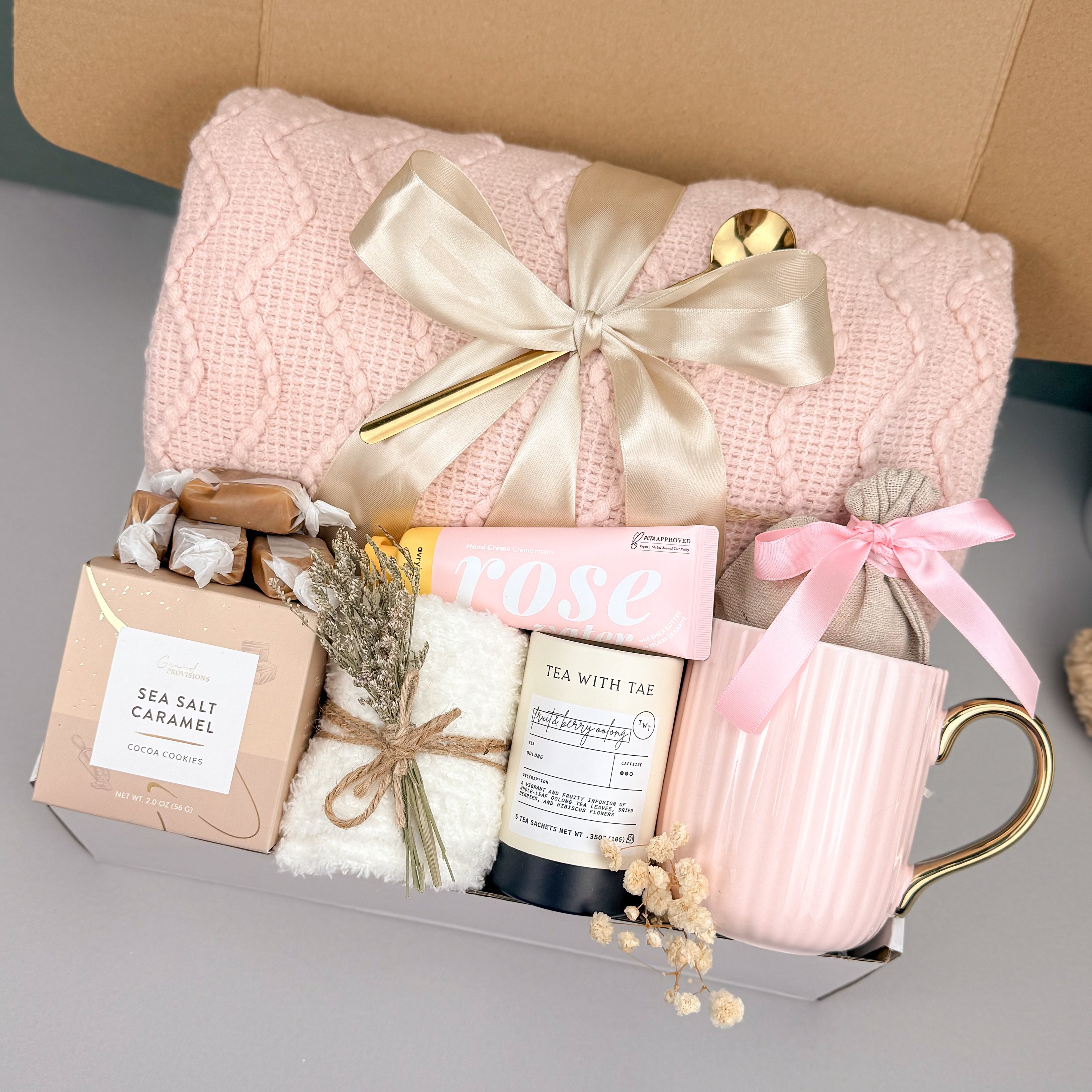 Get Well Gift Baskets – Plush Blanket & Fuzzy Socks Care Set