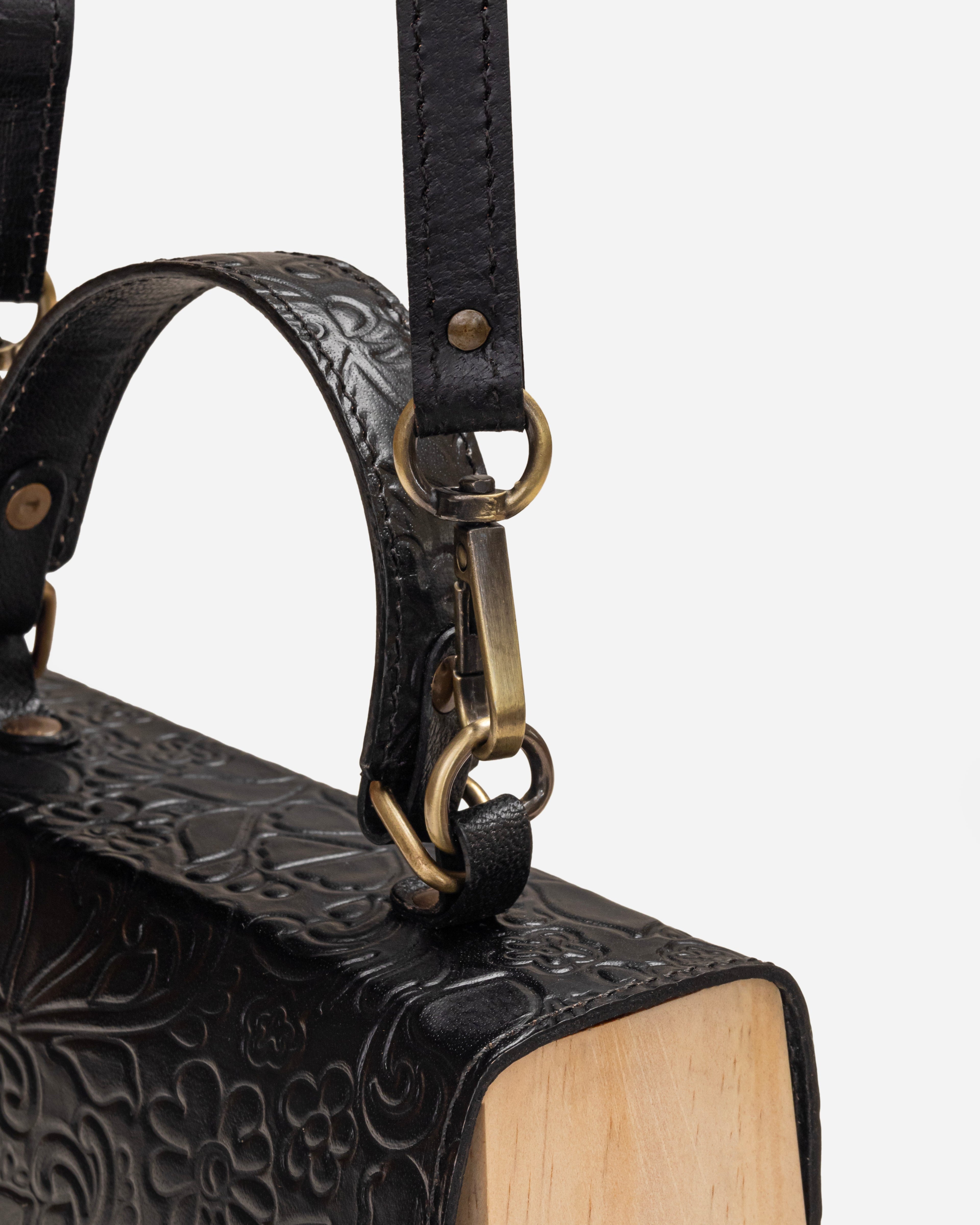 Black Embossed Leather Mini Bag