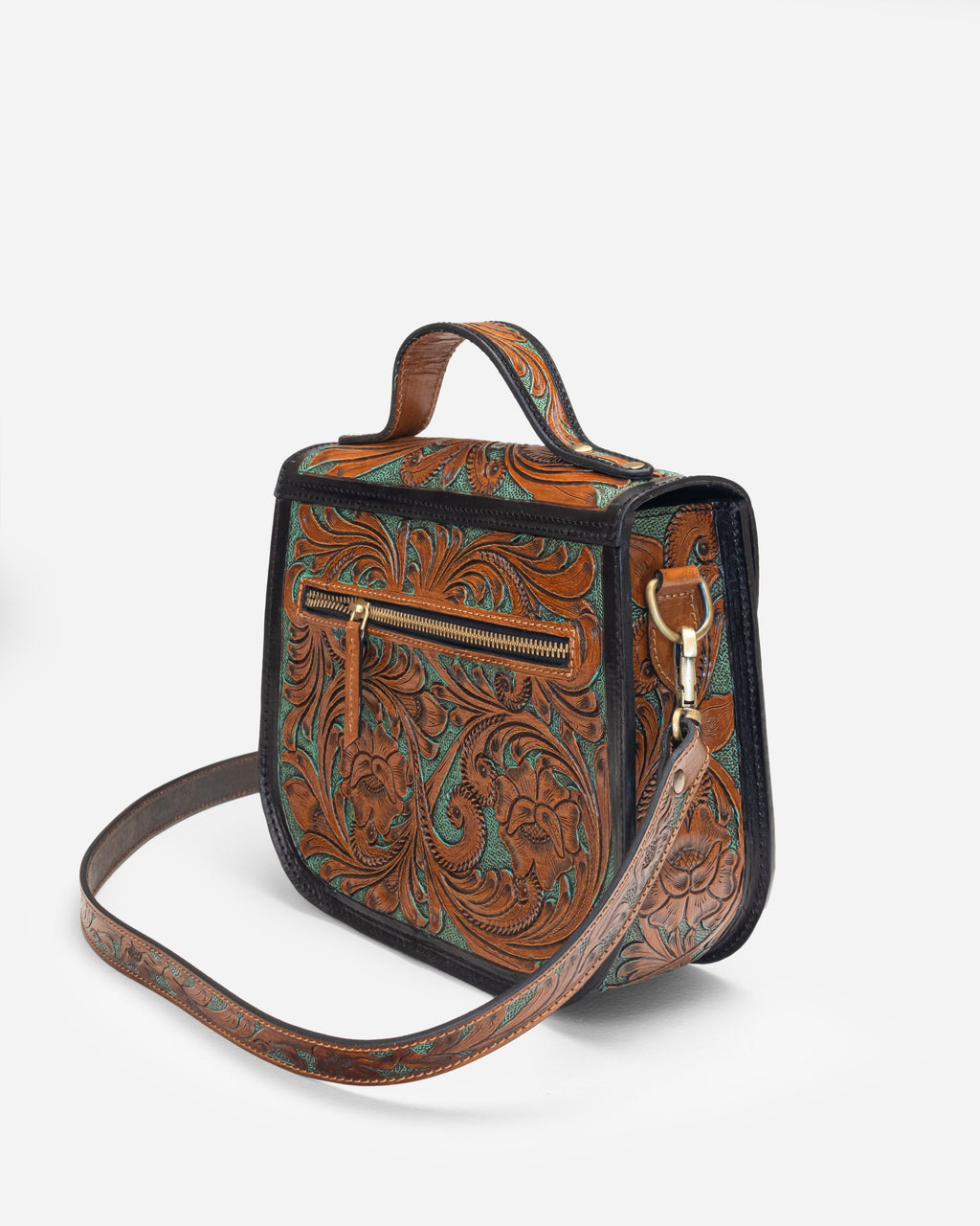 Hand Tooled Leather Crossbody Bag