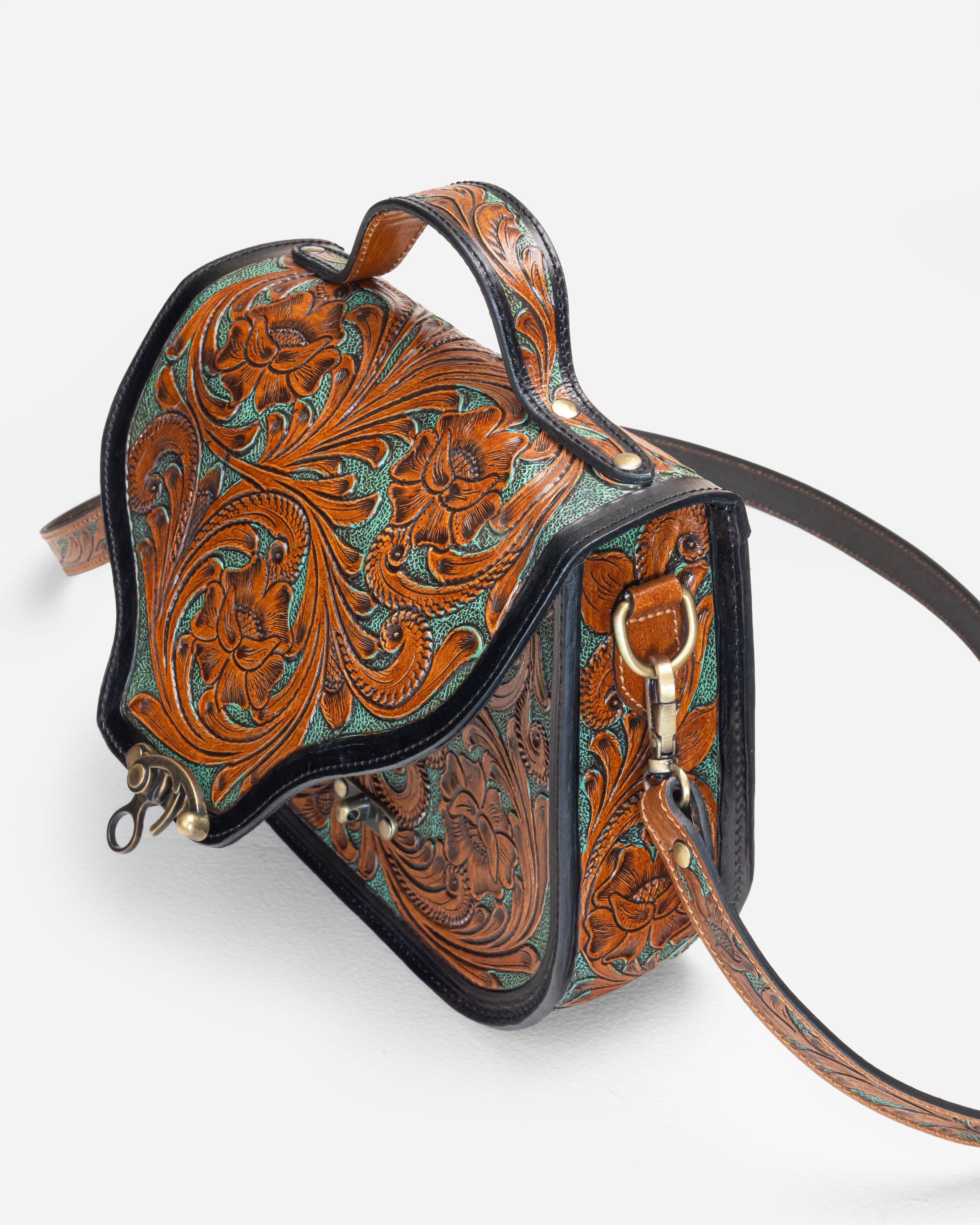 Hand Tooled Leather Crossbody Bag