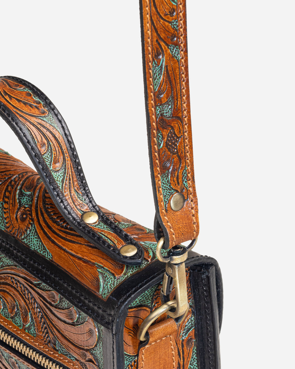 Hand Tooled Leather Crossbody Bag