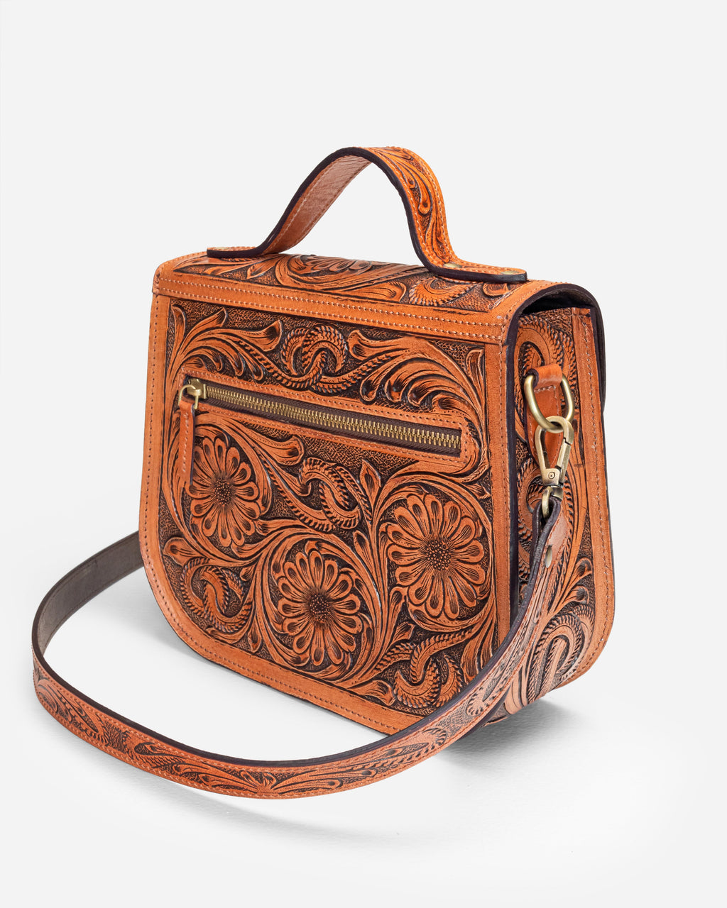 Hand Tooled Leather Crossbody Bag