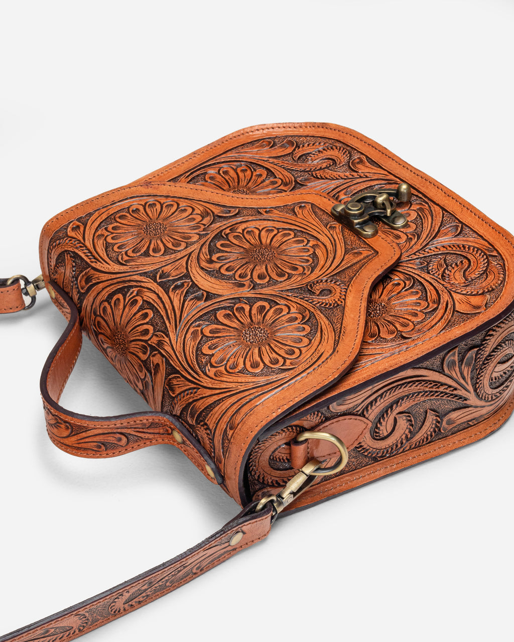 Hand Tooled Leather Crossbody Bag