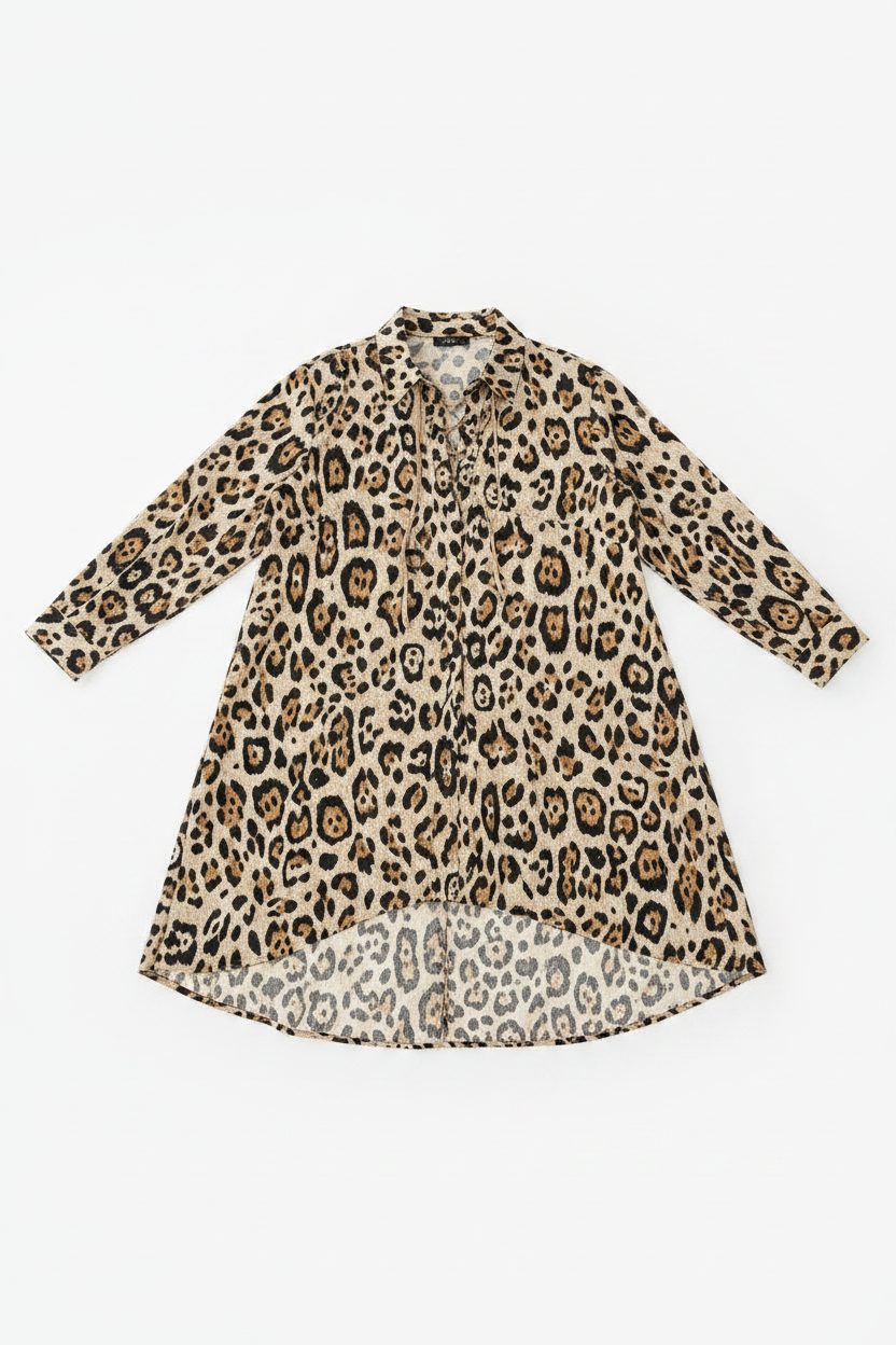 Leopard Printed Irregular Hem Dress