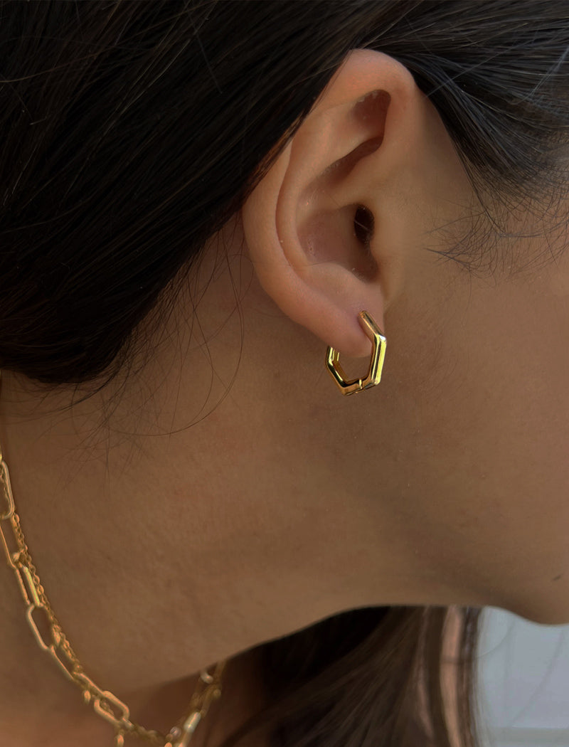 INNOVATE Hexagon Mini Hoop Earrings