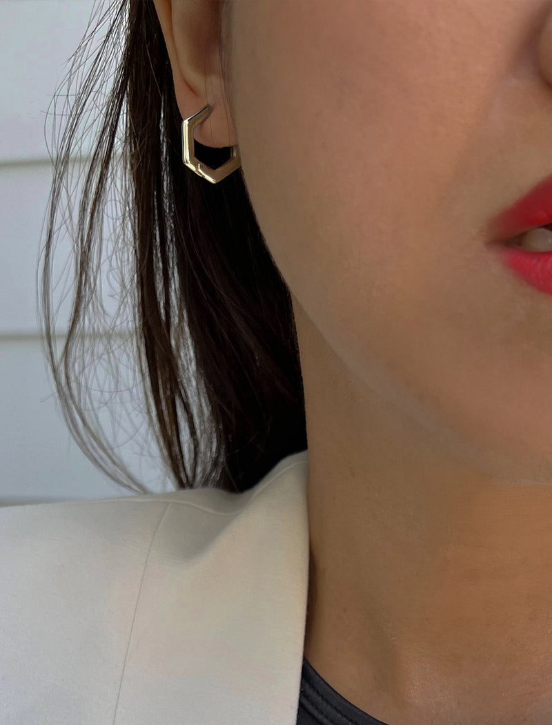 INNOVATE Hexagon Mini Hoop Earrings | 18K Gold Over Sterling Silver