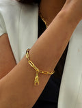 ITALIAN HAND Charm Medium Paperclip Link Chain Bracelet | 18K Gold Vermeil
