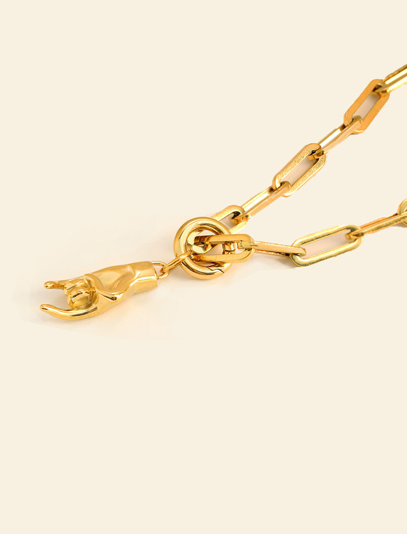 ITALIAN HAND Pendant Link Chain Necklace