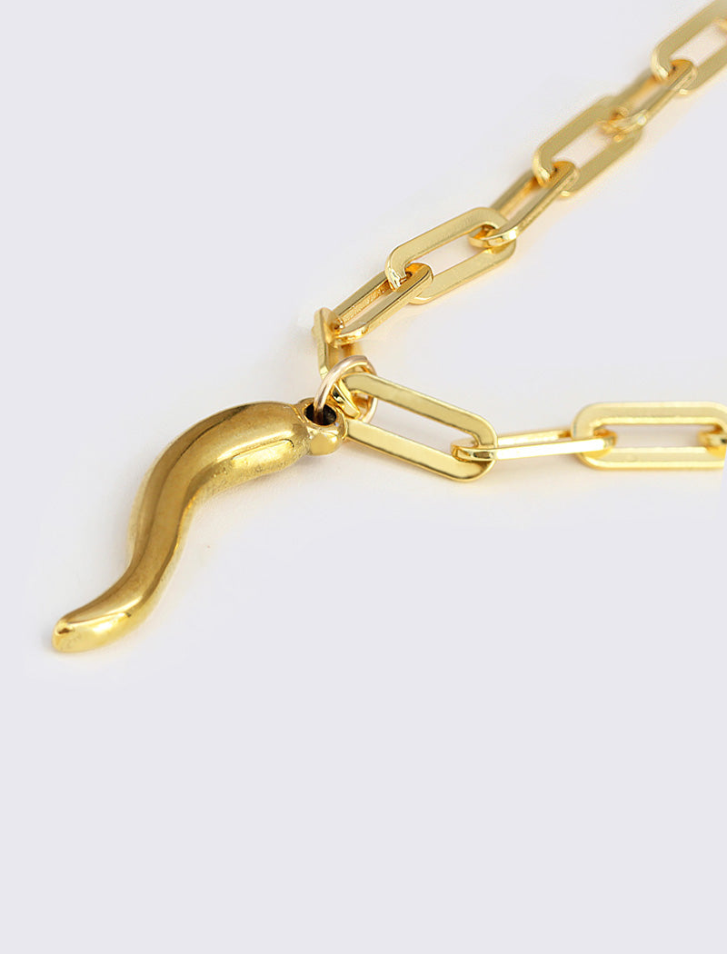 ITALIAN HORN Charm Medium Chain Bracelet