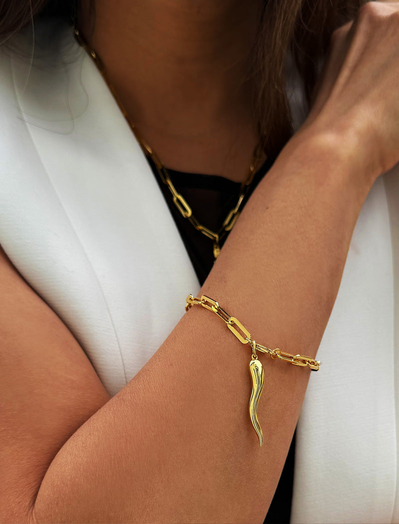ITALIAN HORN Charm Medium Chain Bracelet